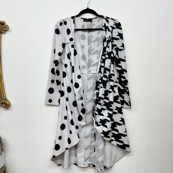 house of she Jackets & Blazers - Dream Land Polka Fir & Striped Long Cardigan